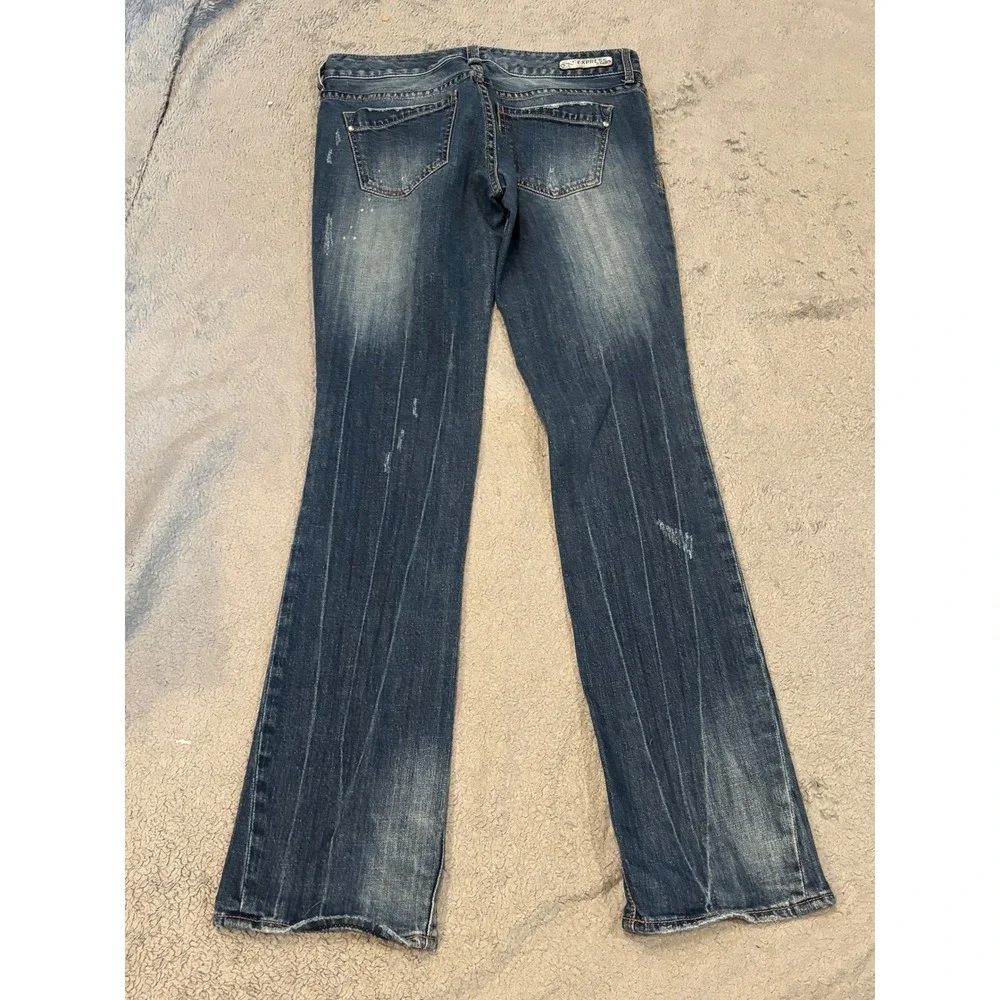 Express Barely Boot Stella Jeans Womens 6L Blue Medium Wash Low Rise Bootcut